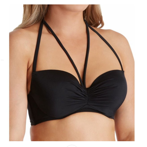 Smart & Sexy Swim Secret Halter Bikini Top Black Size 34B - Picture 1 of 2